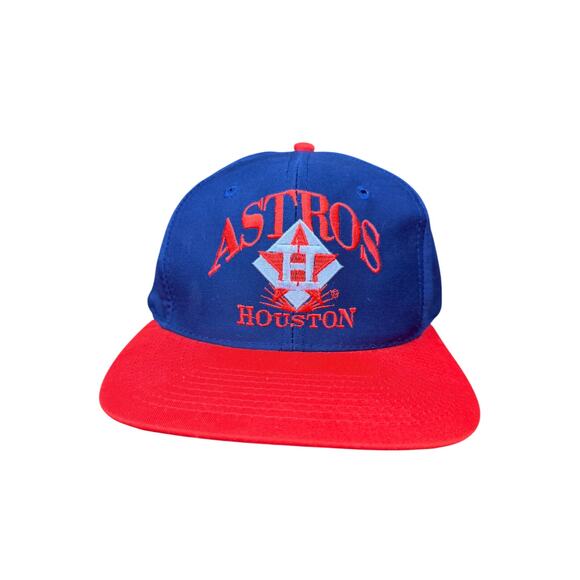 Houston Astros MLB Eds West‎ Signatures Sportswear Snapback Hat Blue Orange GUC - Picture 1 of 13